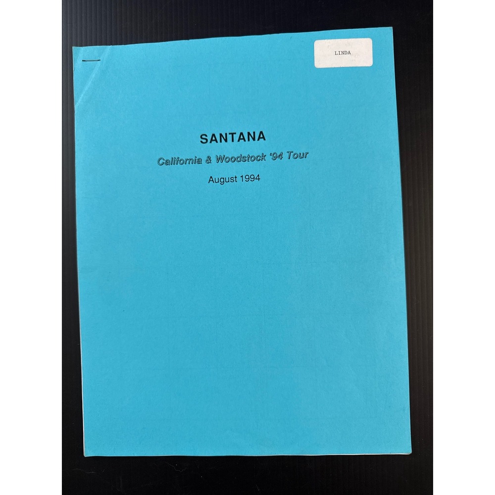 Santana California & Woodstock 94 Tour Itinerary August 1994 Crew Book Vintage
